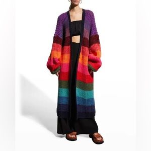 Multicolor Striped Long Knit Cardigan Sweater